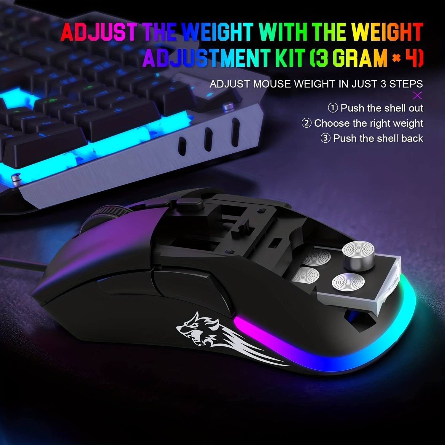 Mini Ultralight Wired Gaming Mouse,4 Kinds RGB Backlit,2400DPI 4 Levels  Adjustable,Lightweight Honeycomb Shell Mice for PC Gamers,Xbox,PS4(White)