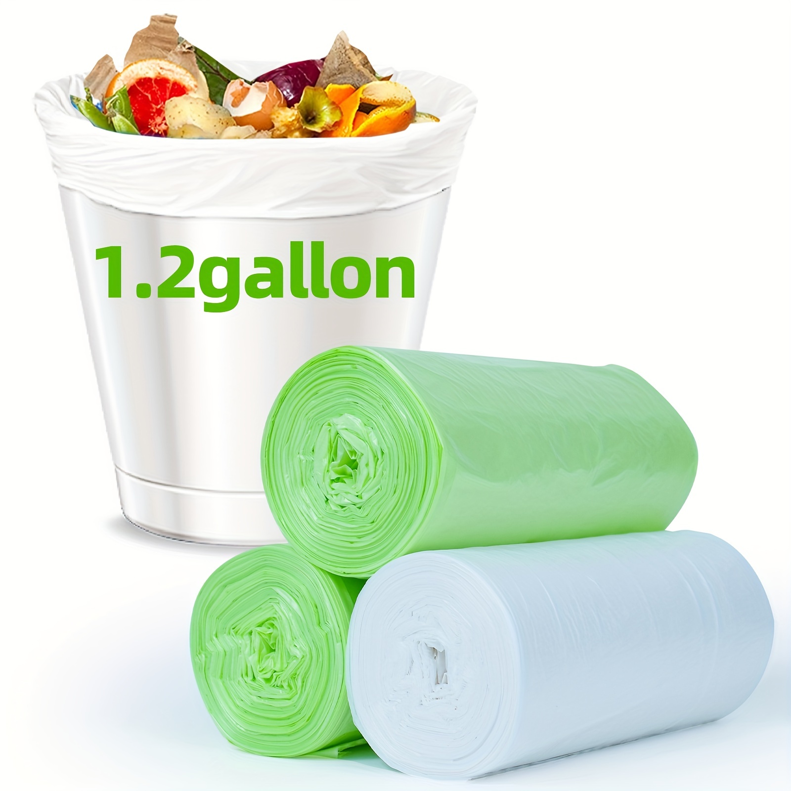 Small Garbage Bags 1.2 Gallon, 80 Counts Biodegradable Trash Bags Mini  Trash Can Liners(Unscented)