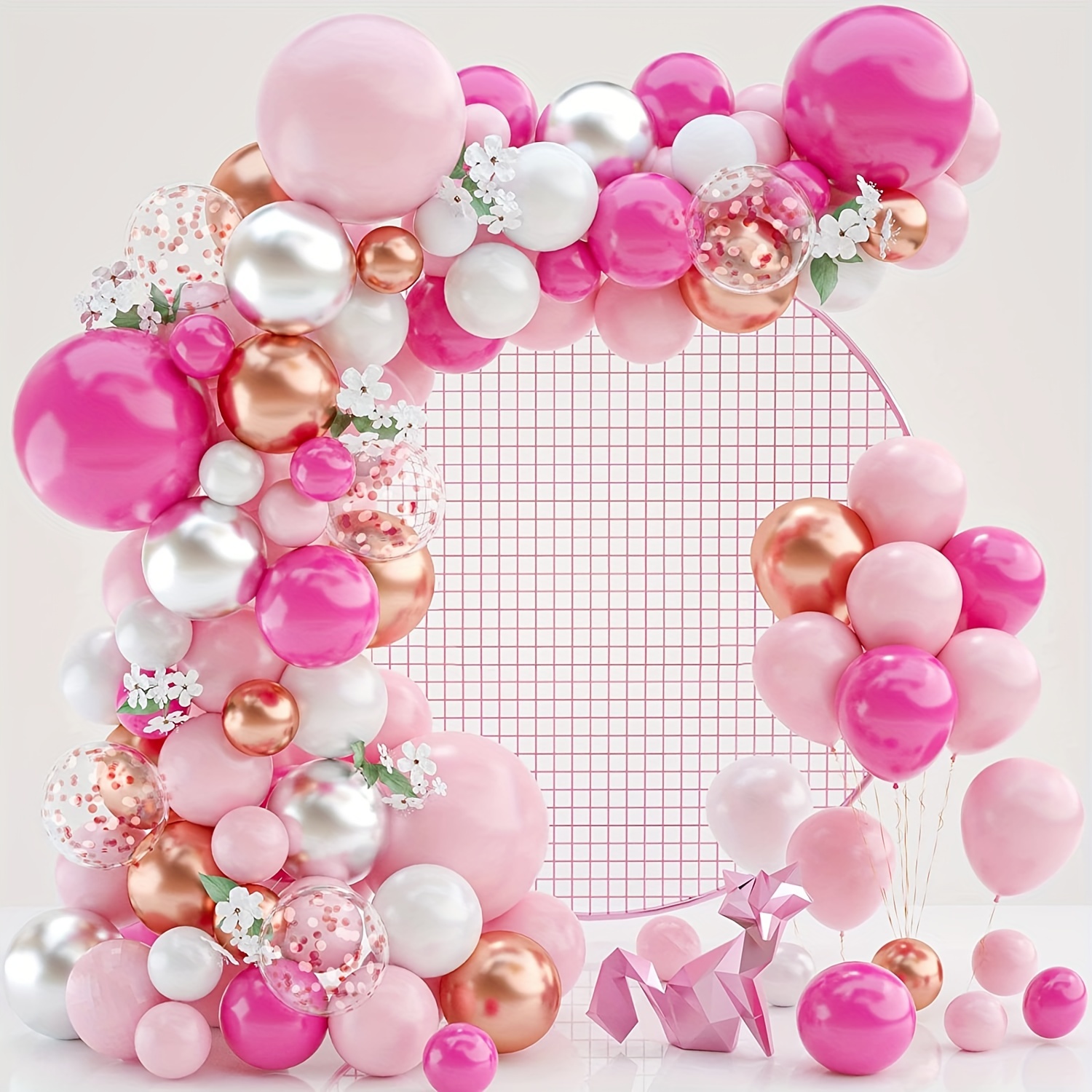 Globos rosa y morado, 40 globos rosa claro de 12 pulgadas, globos de color  rosa, globos de lavanda, globos de confeti plateado para suministros de