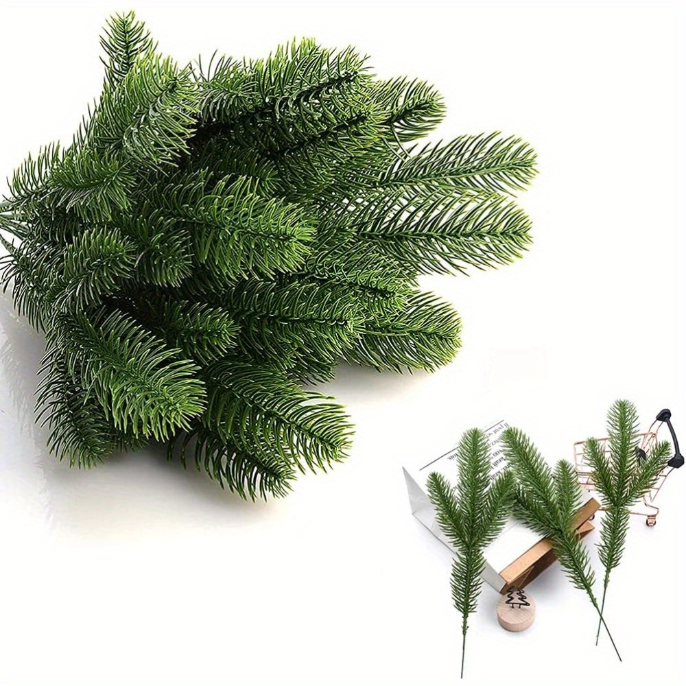 20PCS Christmas Artificial Pine Greenery Floral Picks, Evergreen Faux Fir  Branch Xmas Greenery Pines Twig Stems For Holiday Arrangement Wreath Garland