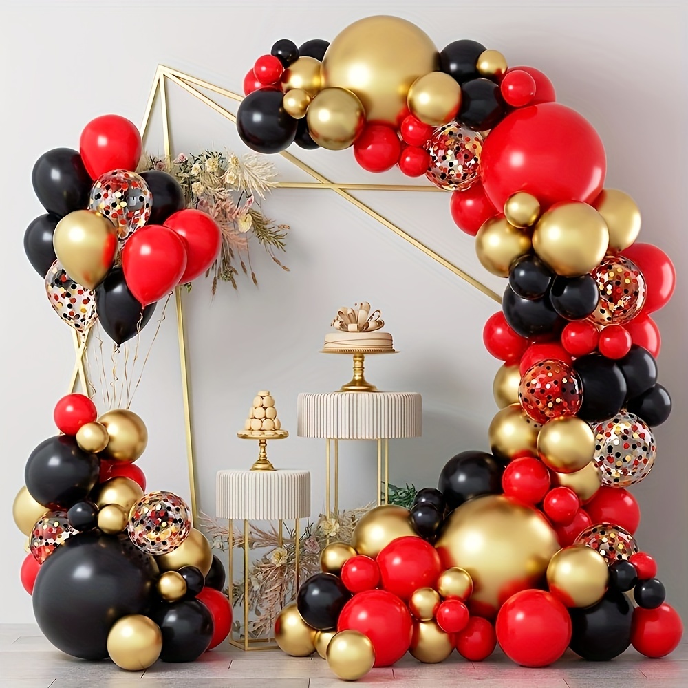 DIY Red Black Balloons Garland Arch Kit-Red,Black,Chrome Gold Balloons for  Baby Shower,Circus Birthday Party,Wedding,Poker,Casino Theme Party