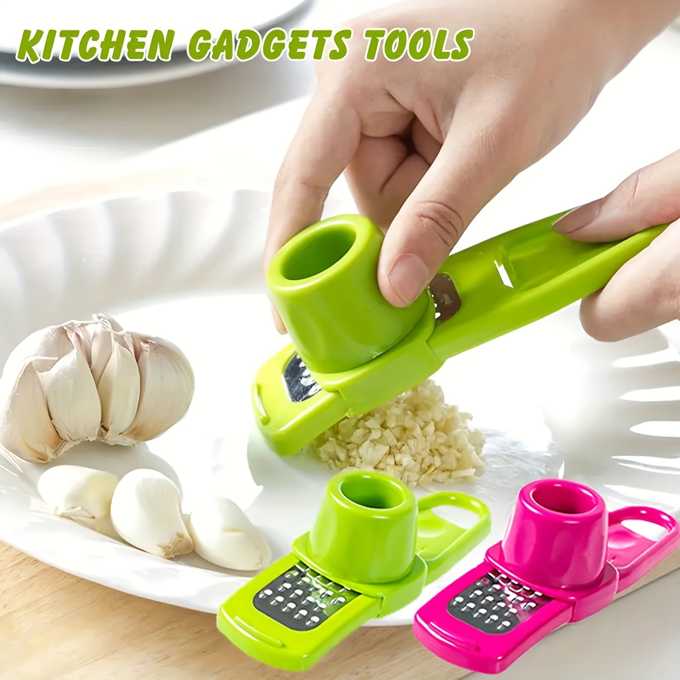 Garlic Press Stainless Steel Manual Garlic Crusher Handheld Garlic Crusher  Labor Saving Kitchen Food Chopper Ginger Chili Onion Salad Gadgets