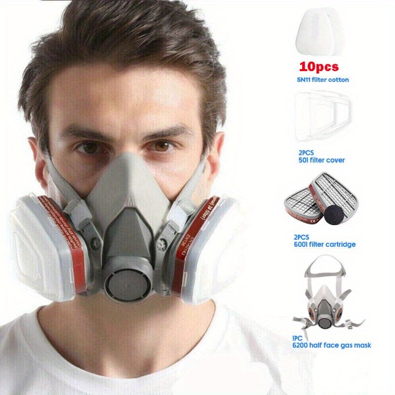 Mascarilla química 6800 a prueba de polvo, máscara de Gas, respirador,  pintura, pesticida, aerosol, silicona, filtros de cara completa, soldadura  de