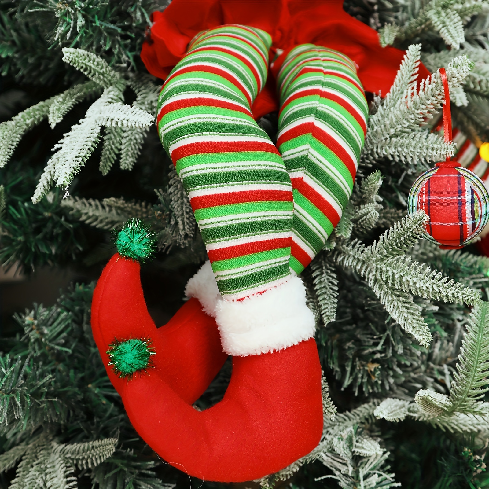  2 pares de calcetines para patas de silla, fundas de silla de  Navidad, calcetines y decoraciones de silla, patas de elfo de Navidad y  patas de Papá Noel para sillas, decoración