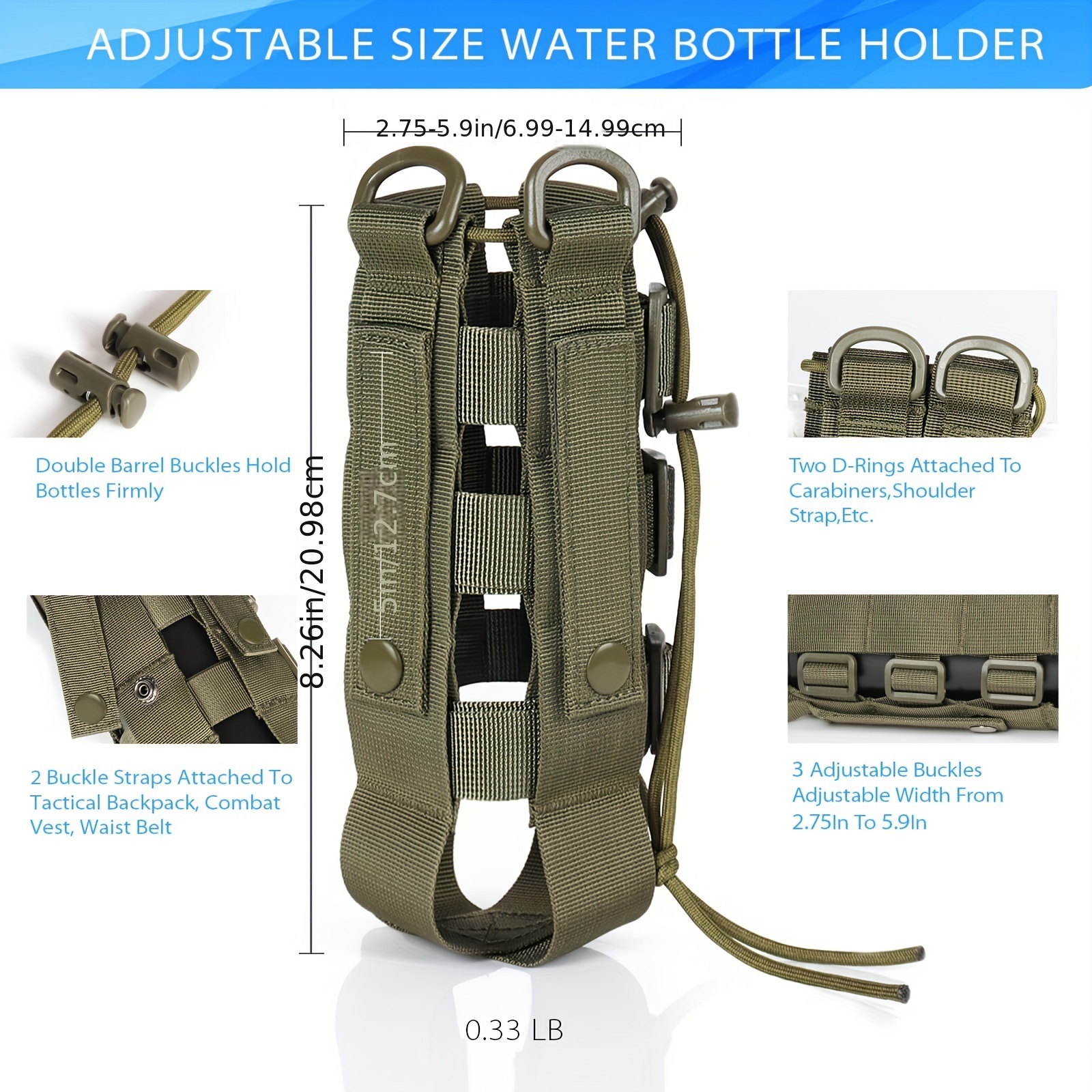 Adjustable Water Drink Bottle Holder For Waist Belt Tactical