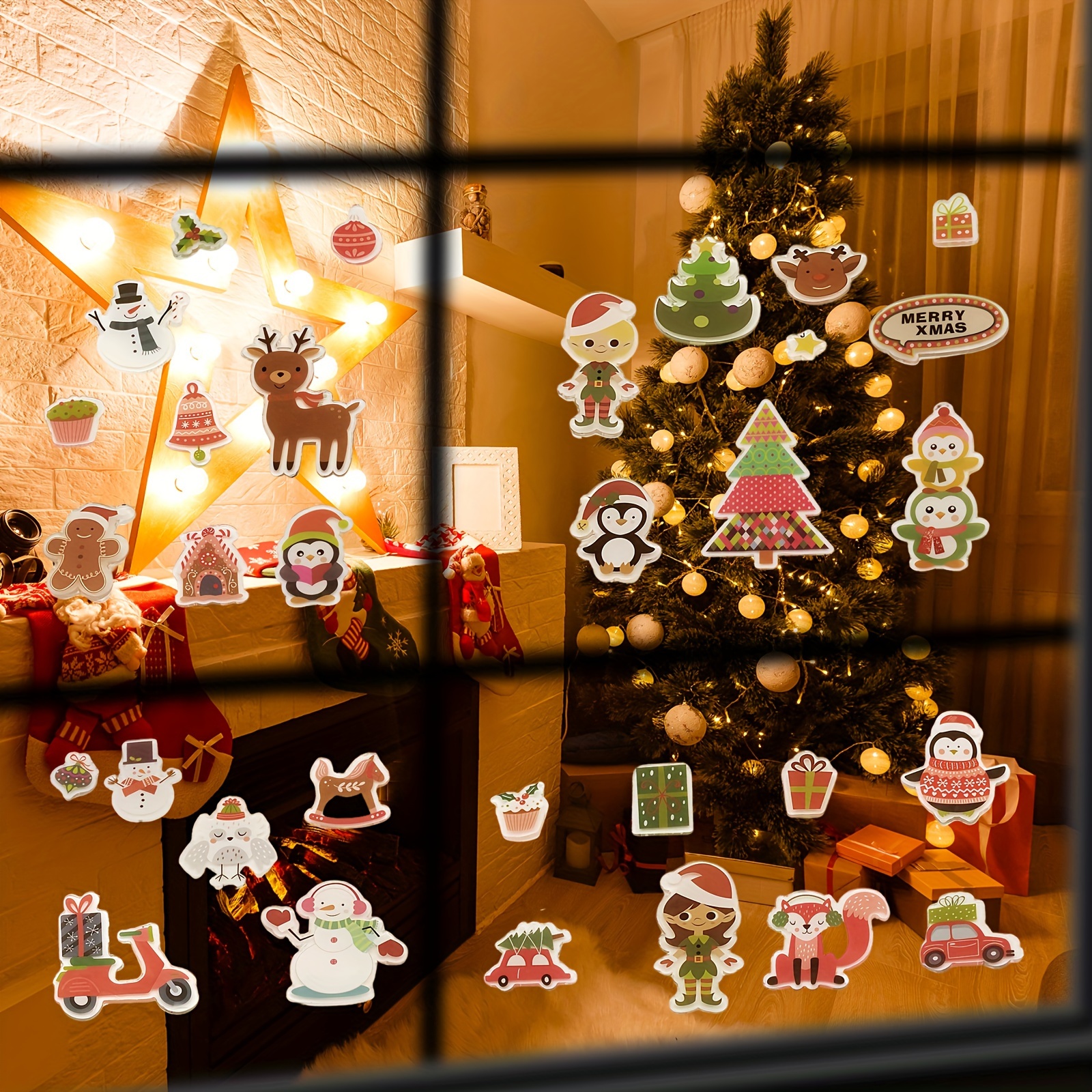 Christmas Gel Window Stickers Decorative Glass Stickers - Temu