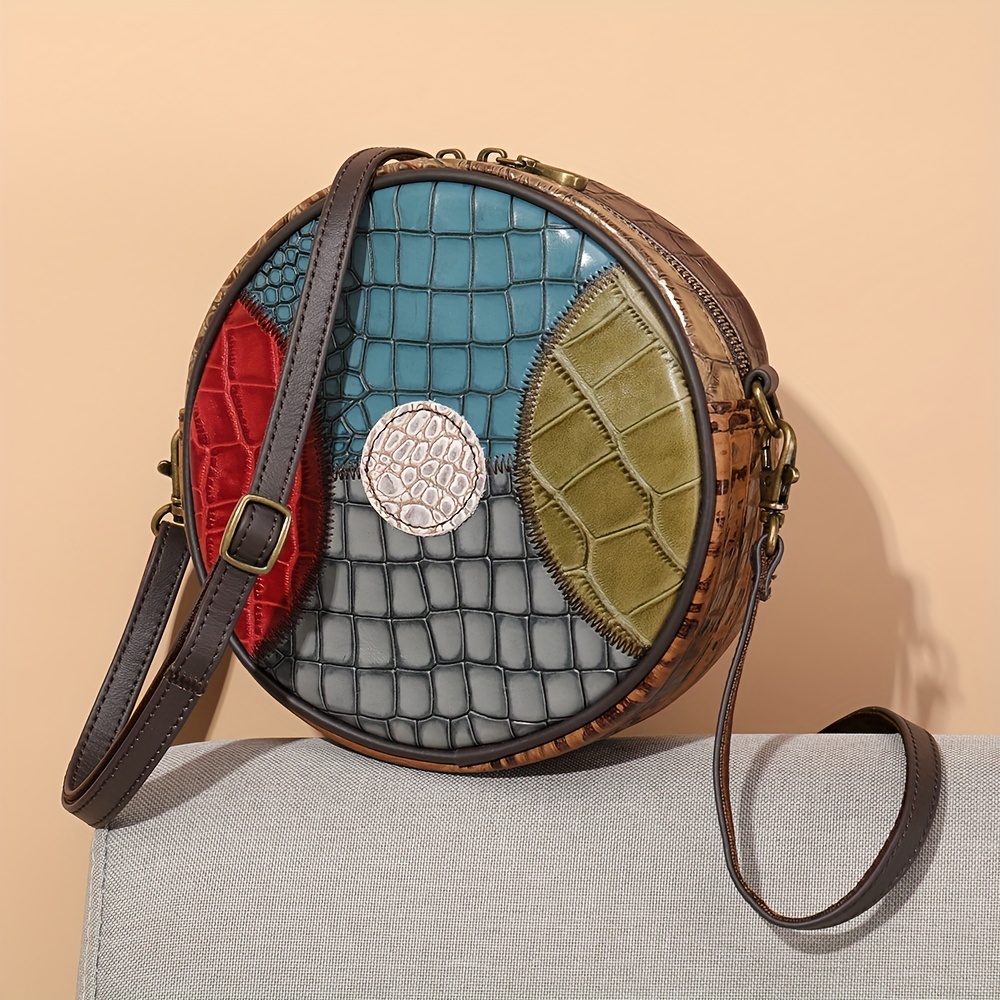 Bolso vintage para mujer, bolso cruzado redondo, bolso cruzado de un  hombro, bolso de mano circular de gran capacidad, bolso diario