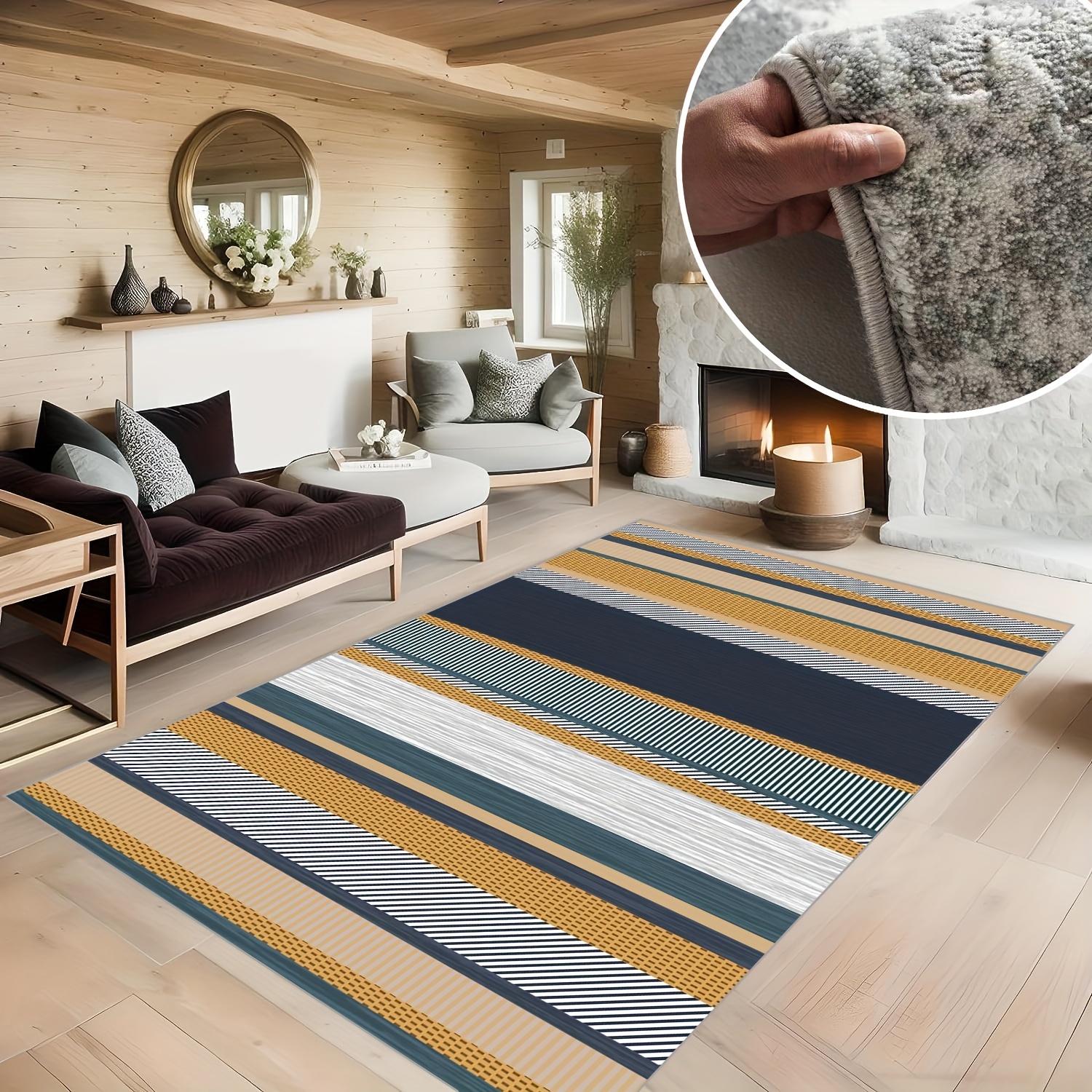 Alfombra grande y moderna para sala de estar, dormitorio, alfombra de suelo  de 6 x 9 pies, alfombra gris y negra, alfombra geométrica marroquí para