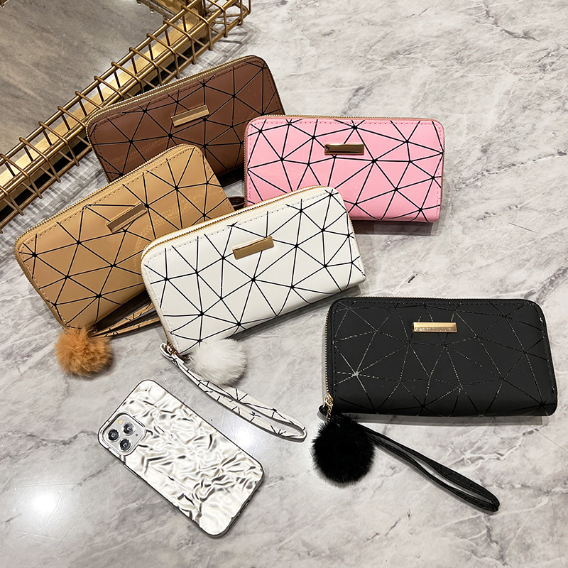 Mini Geometric Pattern Coin Purse, Zipper Clutch Carry On Bag With Keychain,  Pu Leather Wallet - Temu