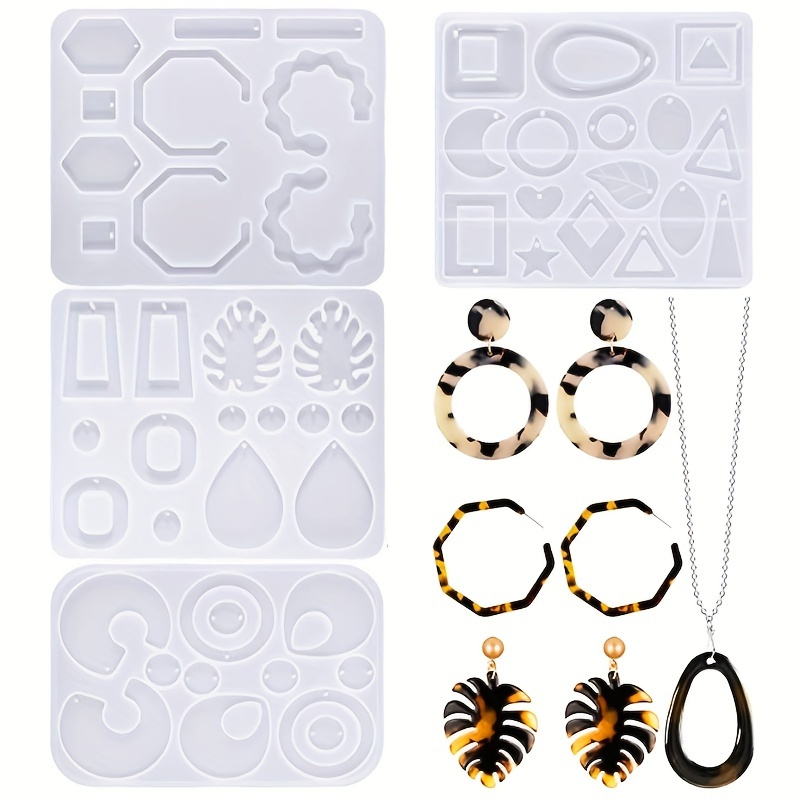 Pendant Silicone Molds, 16pcs Variety Geometric Molds With Hanging Hole,  Jewelry UV Resin Mold, Necklace Keychain Molds For Epoxy Resin Decoration  DIY