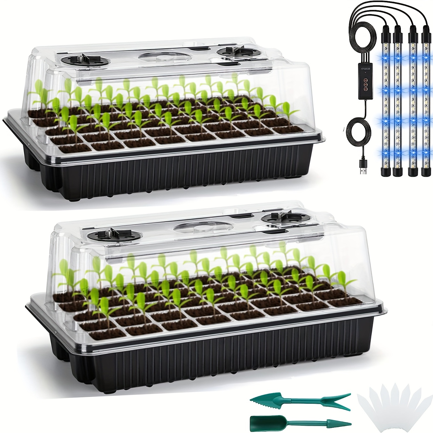 MIXC Lot de 6 plateaux de démarrage de semences, 72 cellules réutilisables,  kit de démarrage de graines avec dôme d'humidité, plateaux de germination