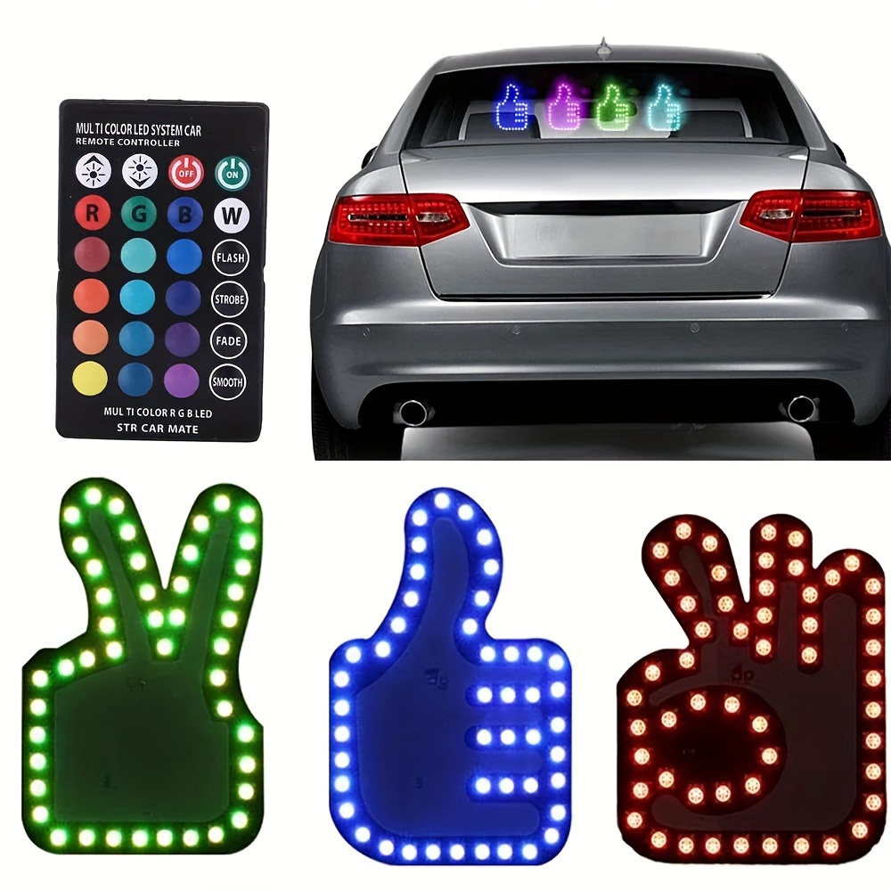 New Led Illuminated Gesture Light Car Finger Light With Remote Road Rage  Signs Middle Finger Gesture Light Hand Lamp - Temu United Kingdom