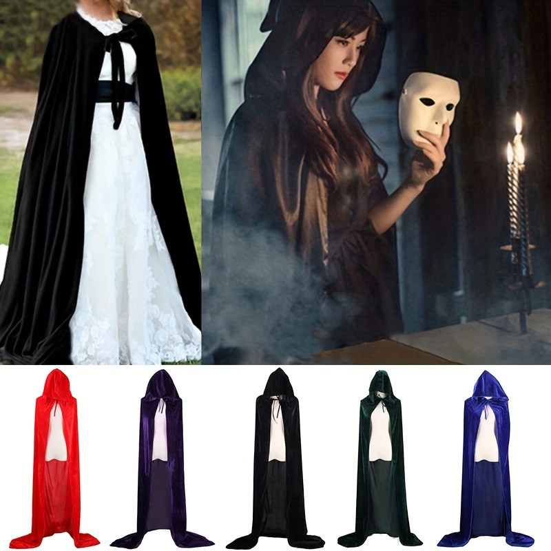 Halloween Cowl Black Cloak Cosplay Cape Hooded Poncho for Men Women Punk  Cowl Hood Scarf Anime Cloak for Halloween Cosplay