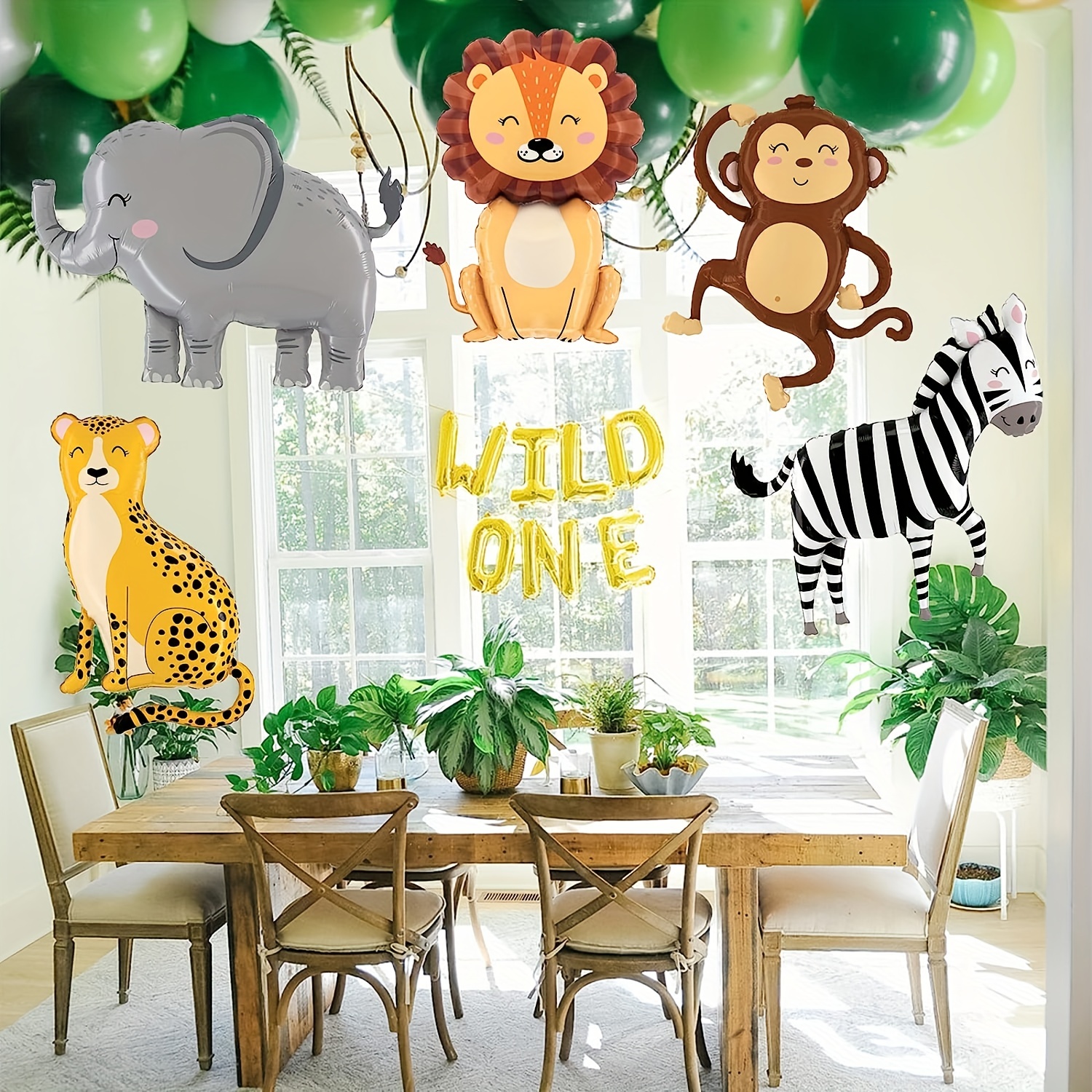 Globos Cajas Decoracion Safari Para 1 Año Fiesta De Selva Cumpleaños Niño  Niña