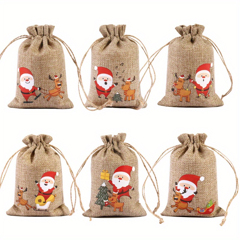 1/3/4/7pcs Bolsas Regalo Tartán Navideño Bolsas Tela - Temu