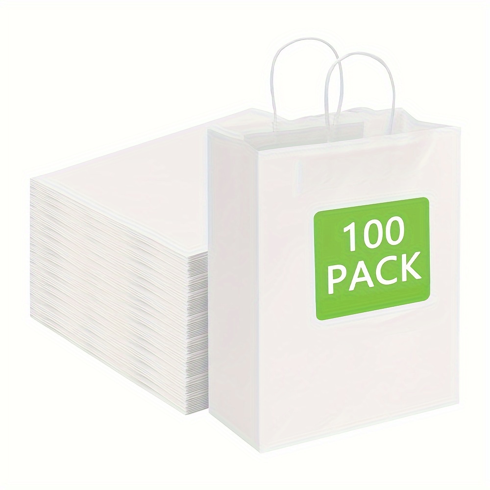Plain Small Paper Bags Handles Cream White Paper Bags Tote - Temu