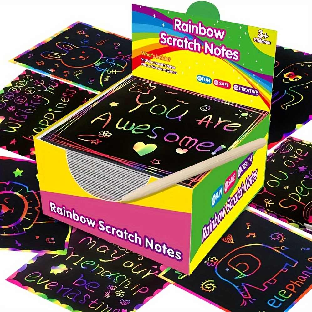 Magic Scratch Art Paper, Mini Envelope Postcard, Rainbow Night View  Scratchboard for Adults and Kids, Art & Crafts Set: 12 Sheets Scratch Cards  