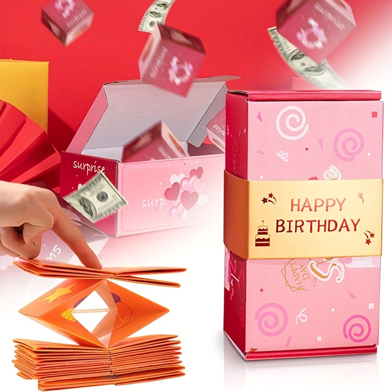 Surprise Gift Box Explosion for Money, DIY Unique Folding Bouncing Box with  Stickers, Cash Explosion Luxury Gift Box for Birthday Anniversary Valentine  Proposal (8 Bounces) : Health & Household 