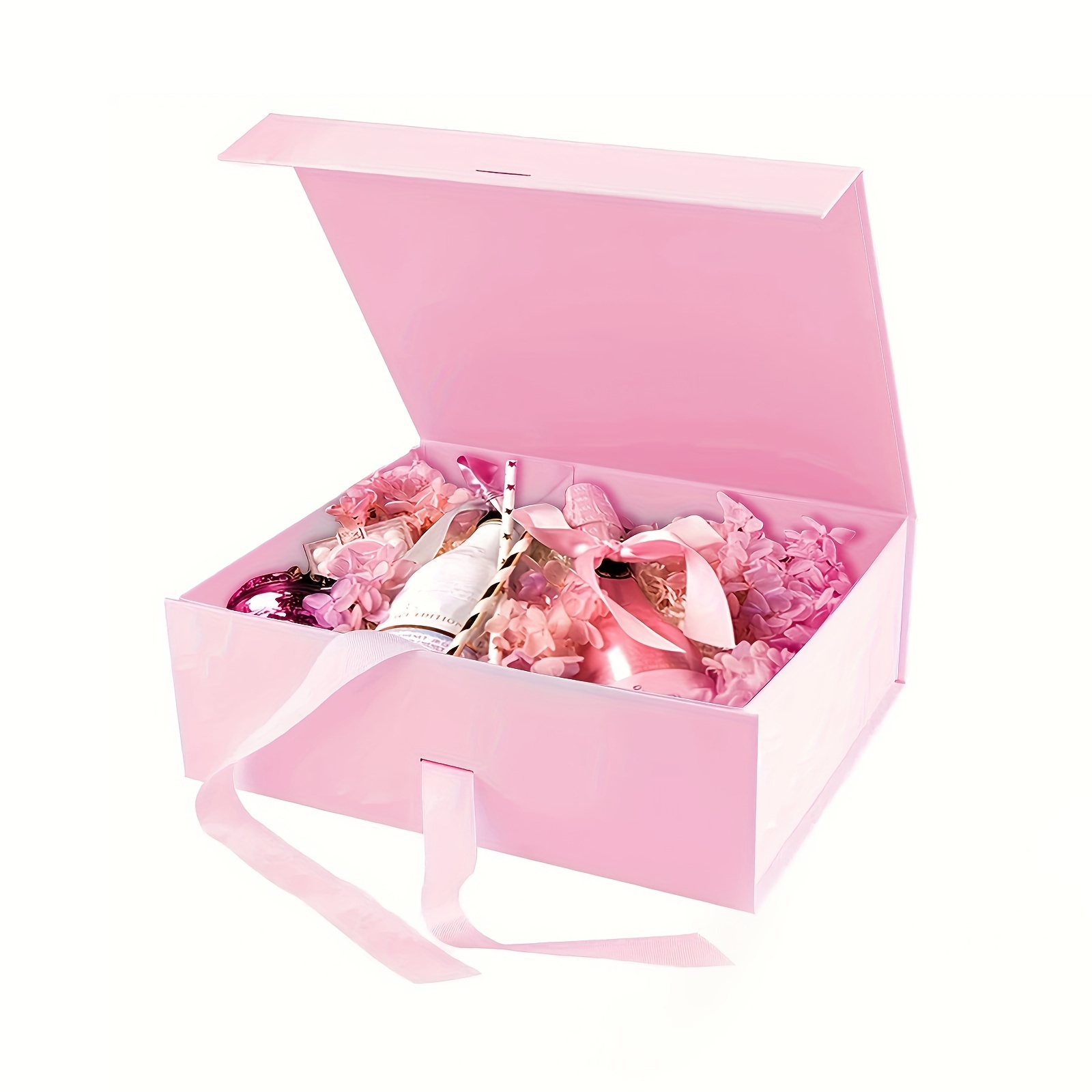 JOHOUSE Large Gift Box, 8 inches Pink Gift Boxes with Lids for Presents,  Wedding Box, Baby Shower, Mother's Day and Graduations