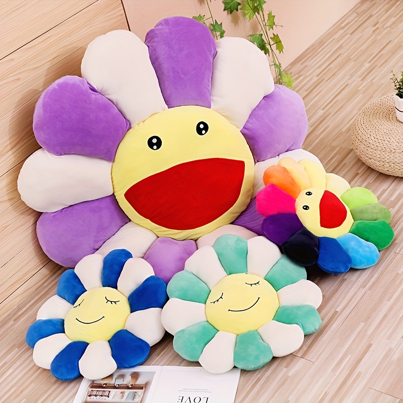 zuoshini Flower Plush Pillow, Sunflower Pillow Soft & Comfortable Sunflower Smiley Cushion Colorful Sun Flower Plush Toy Home
