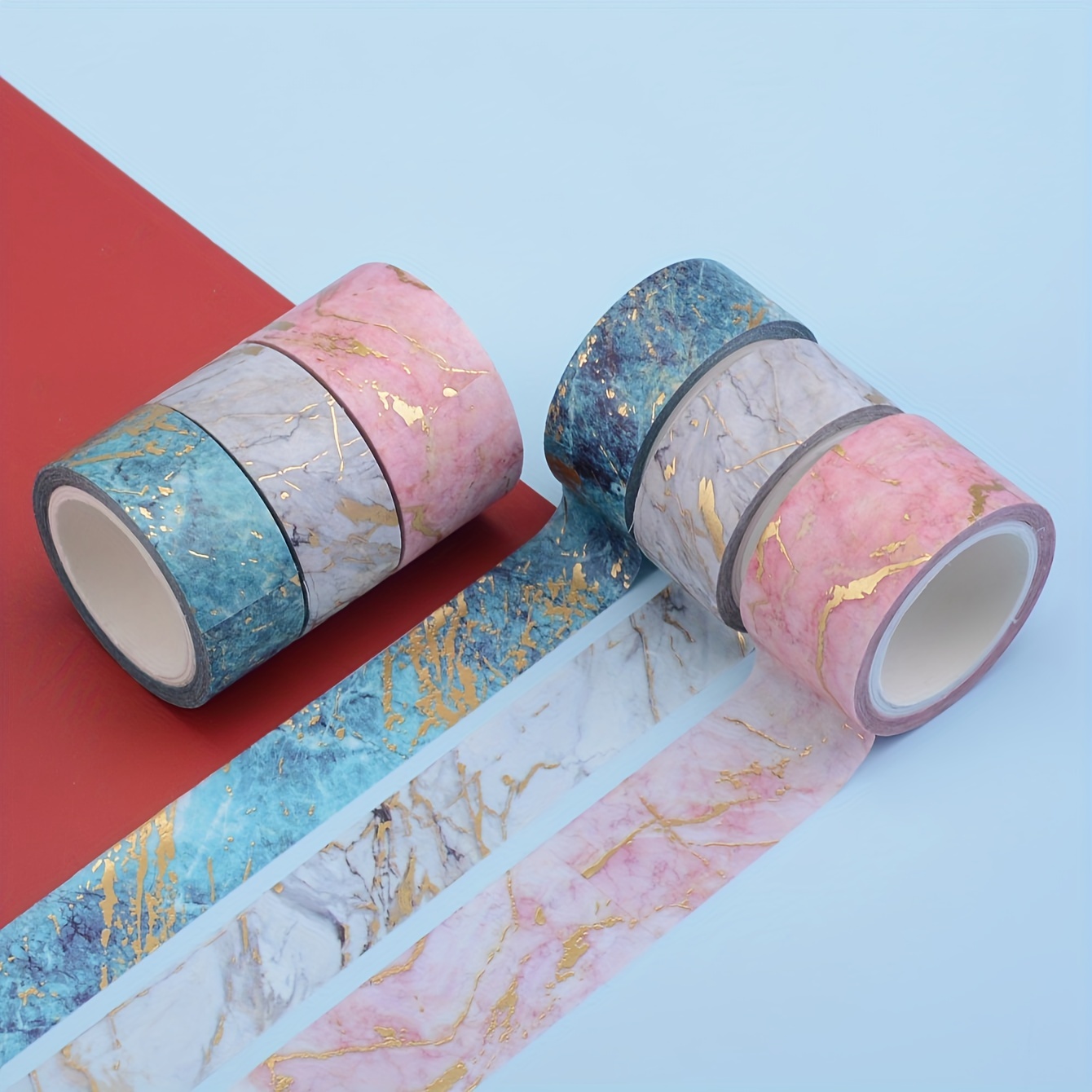 Rouleau papier adhésif WASHI Masking tape 10m BULLES «ROSE»