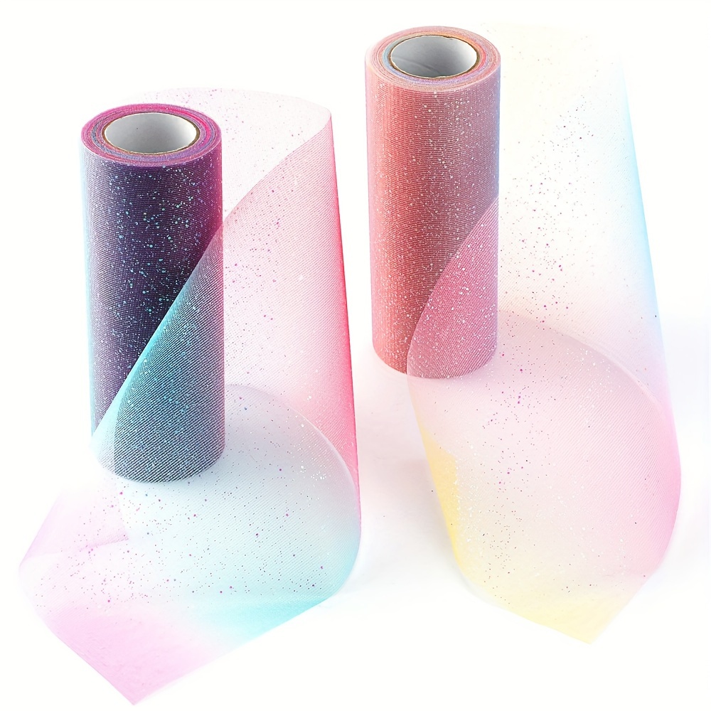 Rainbow Tulle Fabric Rolls By The Yard Sheer Tulle Ribbon - Temu