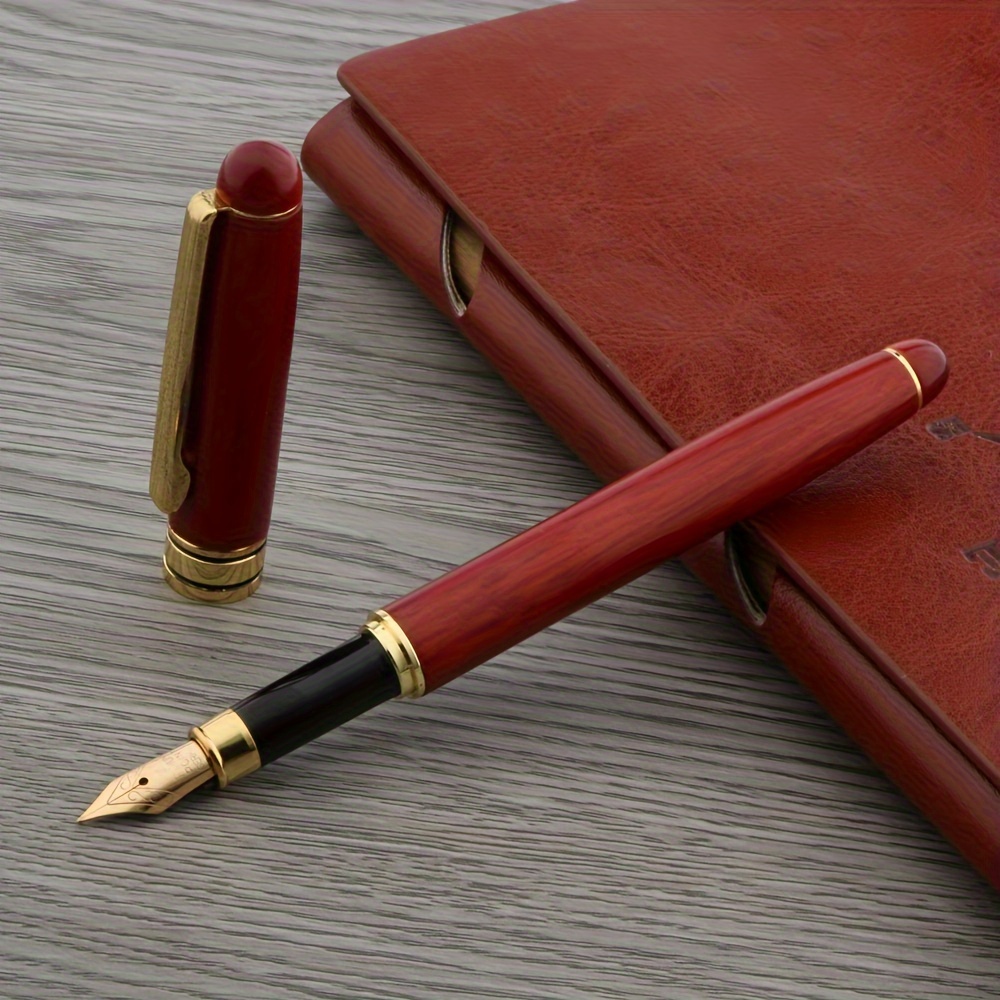 Plumas estilográficas de madera para escribir, pluma de lujo hecha a mano,  punta media y fina, pluma de caligrafía, bolígrafos de escritura suave para