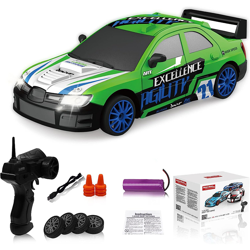 Coche RC Drift 2.4GHz 1:24 Auto de control remoto 4WD RC Cars Drift Sport  Racing On-Road con luz LED Drift neumáticos para niños