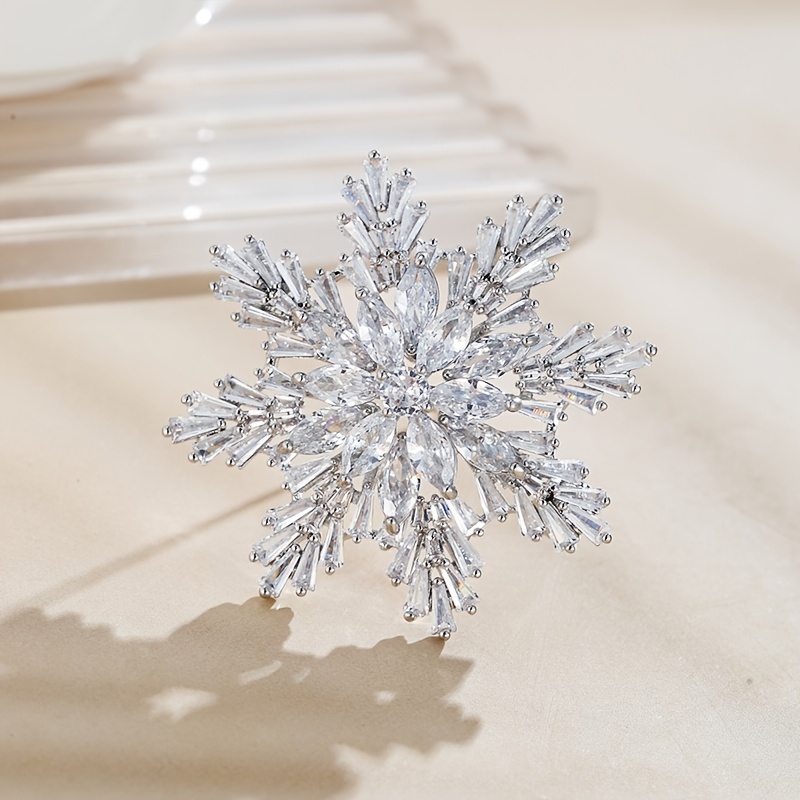 Snowflake Brooch Rhinestone Pins Christmas New Year Flower Party Brooch Gift for Men,Temu