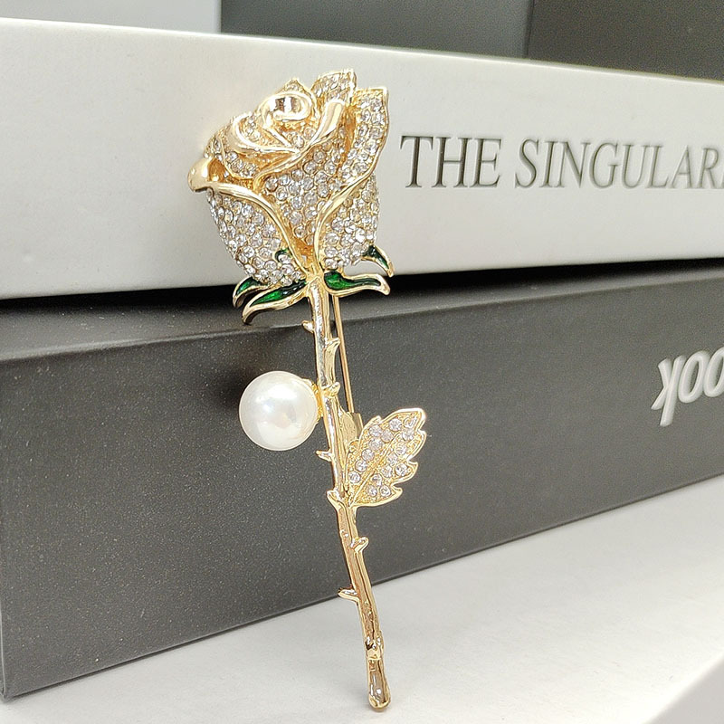 Foral white gold brooch, Luxury Gold Leaves Brooch For Women, diamonds  Brooch, Botanical pin, bouquet white Gold Costume Brooch, Coat brooch