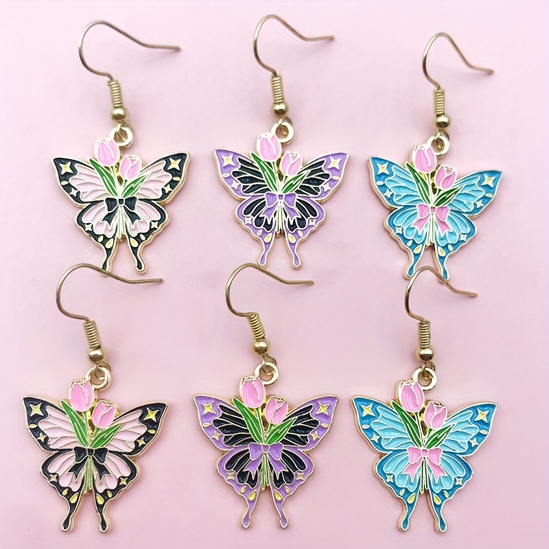 Butterfly Earrings Purple - Temu