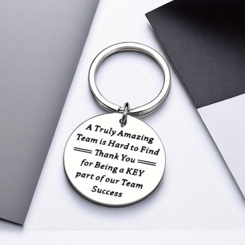 1pc Inspirational Keychain, Quote Engraved Round Stainless Steel Keyring for Men, Birthday Christmas Anniversary Thanksgiving Day Gift,Temu