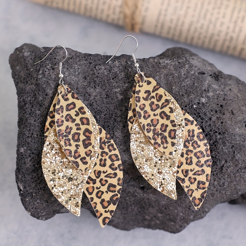 Valentine's Day Earrings Leopard Print Heart Shaped Water - Temu