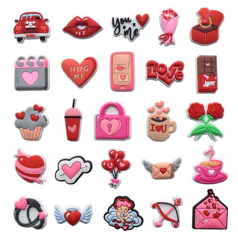25/40PCS Valentine's Day Charms, Red Heart Charms for Jewelry