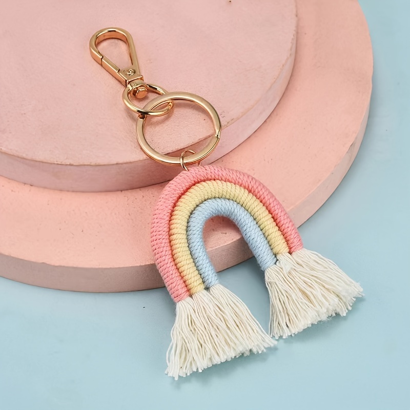 Boho Braided Macrame Keychain Retro Tassel Key Chain Ring Purse