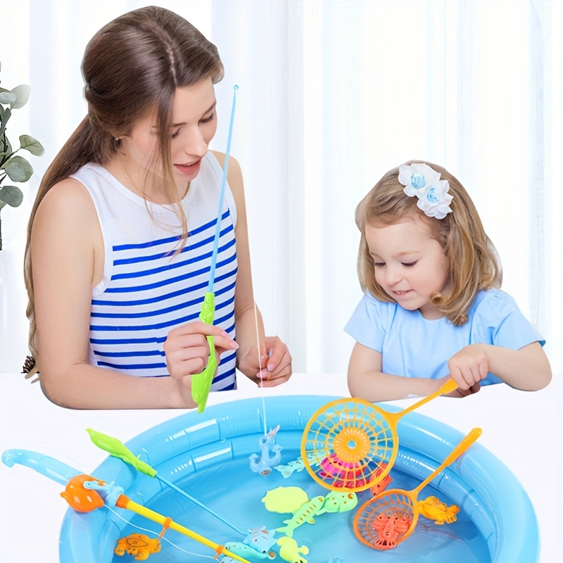41 Pcs/set Magnetic Fishing Toys Game Set For Kids Bath Time Pool Party  With Pole Rod Net, Plastic Floating Fish Toys Gifts