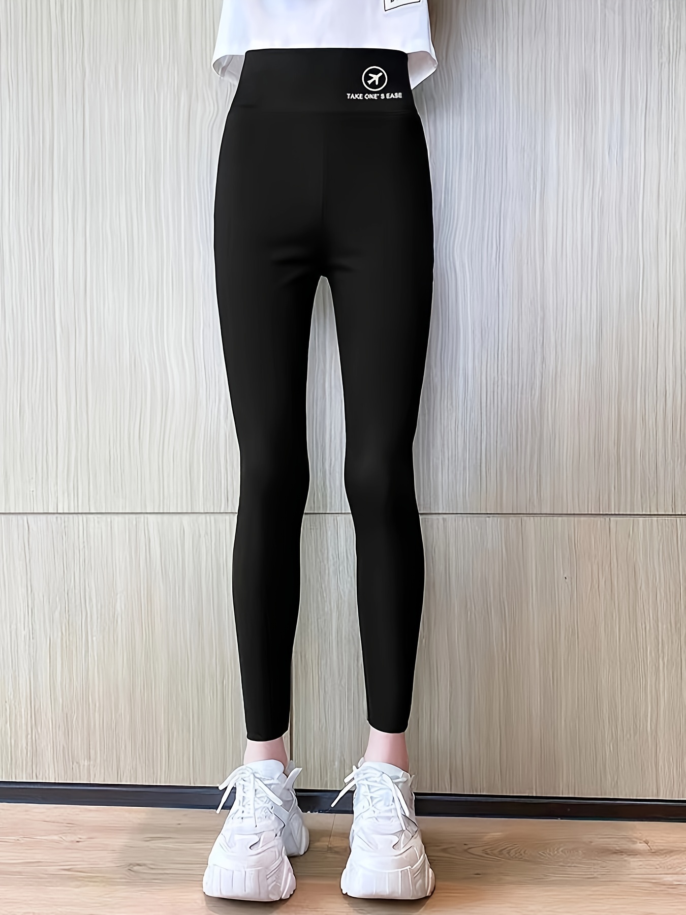 Solid Color Fleece Sports Leggings For Women High Waist Warm Workout Sport  Exercise Cycling Pants Women's Activewear