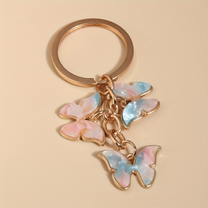 Portachiavi animali carini per donne Bling Butterfly Key Ring per ragazza  Borsa borsa o ciondolo auto, viola