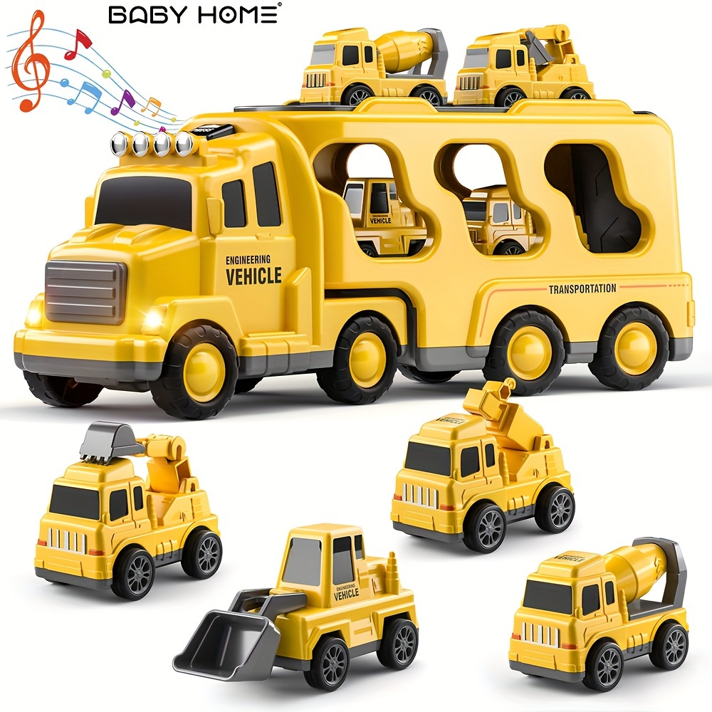 CUTE STONE Camion jouet, camion de transport dinosaure avec jouets  dinosaures, voitures alimentées par friction, tapis de jeu d'activité,  jouet de voiture dinosaure pour enfants, garçons et filles : :  Jeux et
