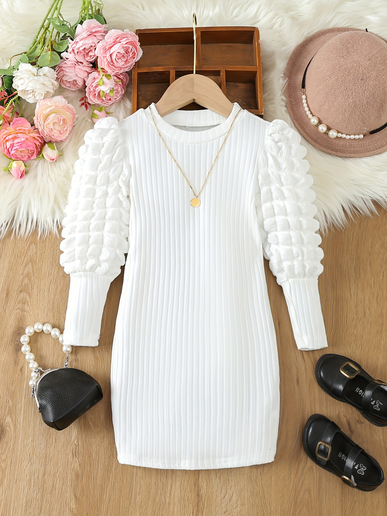 Vestido Blanco Largo Para Niñas - Temu