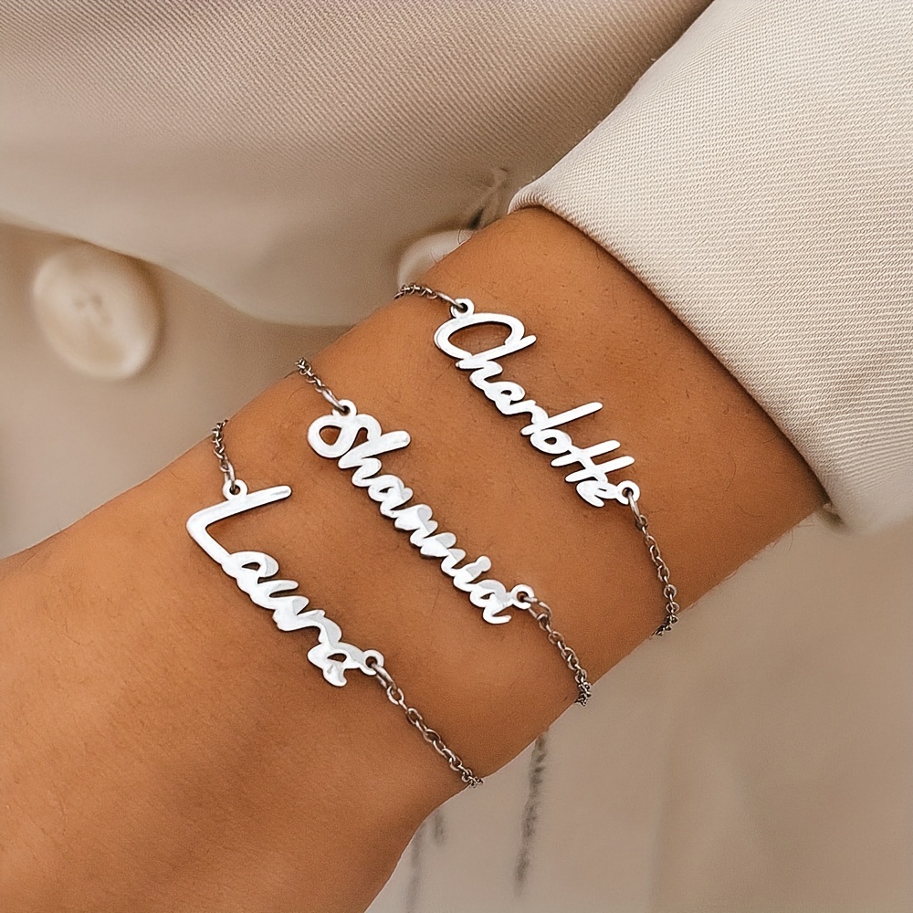 Tina&Co Pulseras personalizadas para mujer, pulsera con nombre  personalizado para mujer, pulsera de barra de nombre, pulsera  personalizada, regalo