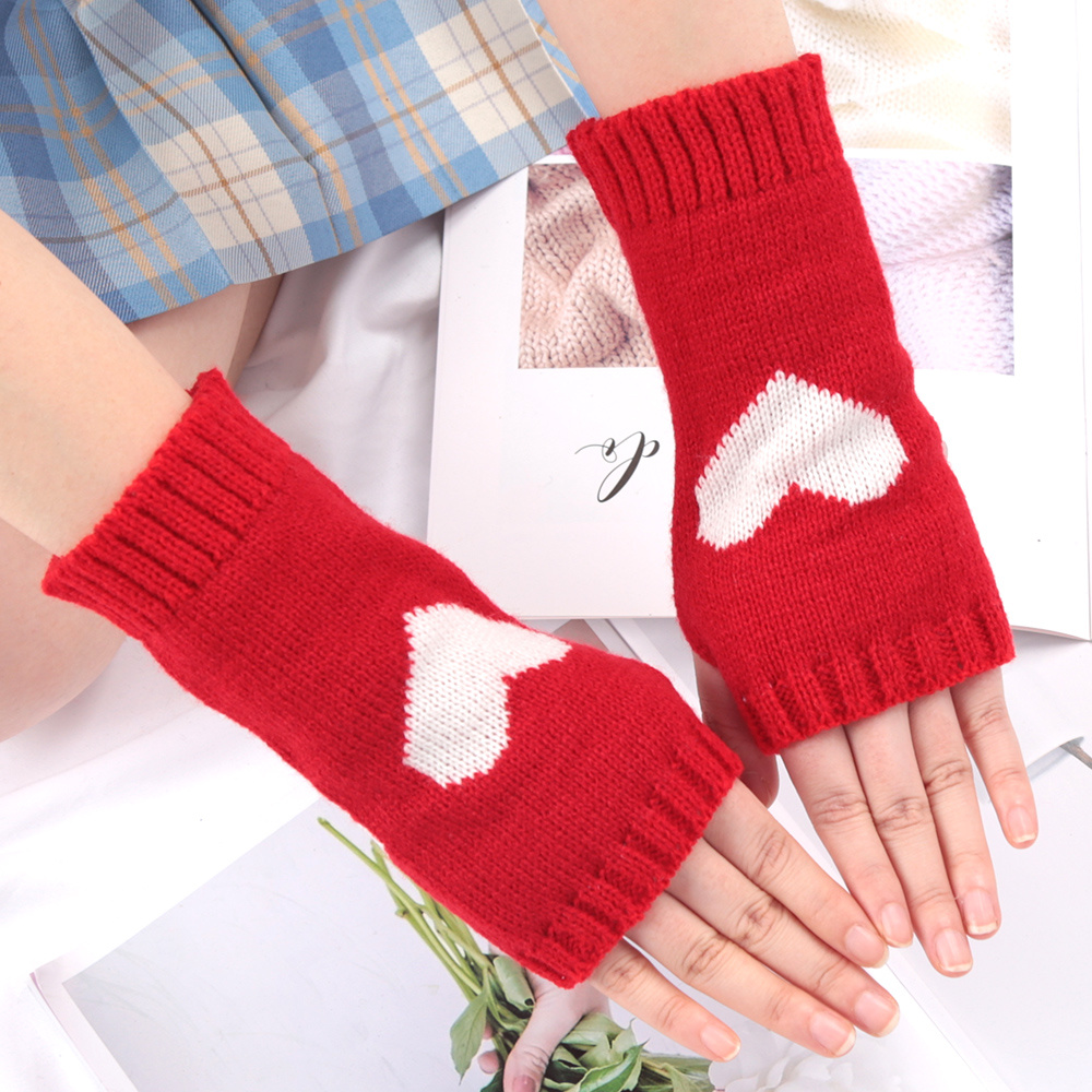 Butterfly Embroidery Knitted Gloves Color Block Fingerless Gloves Thickened  Windproof Mittens For Women - Temu