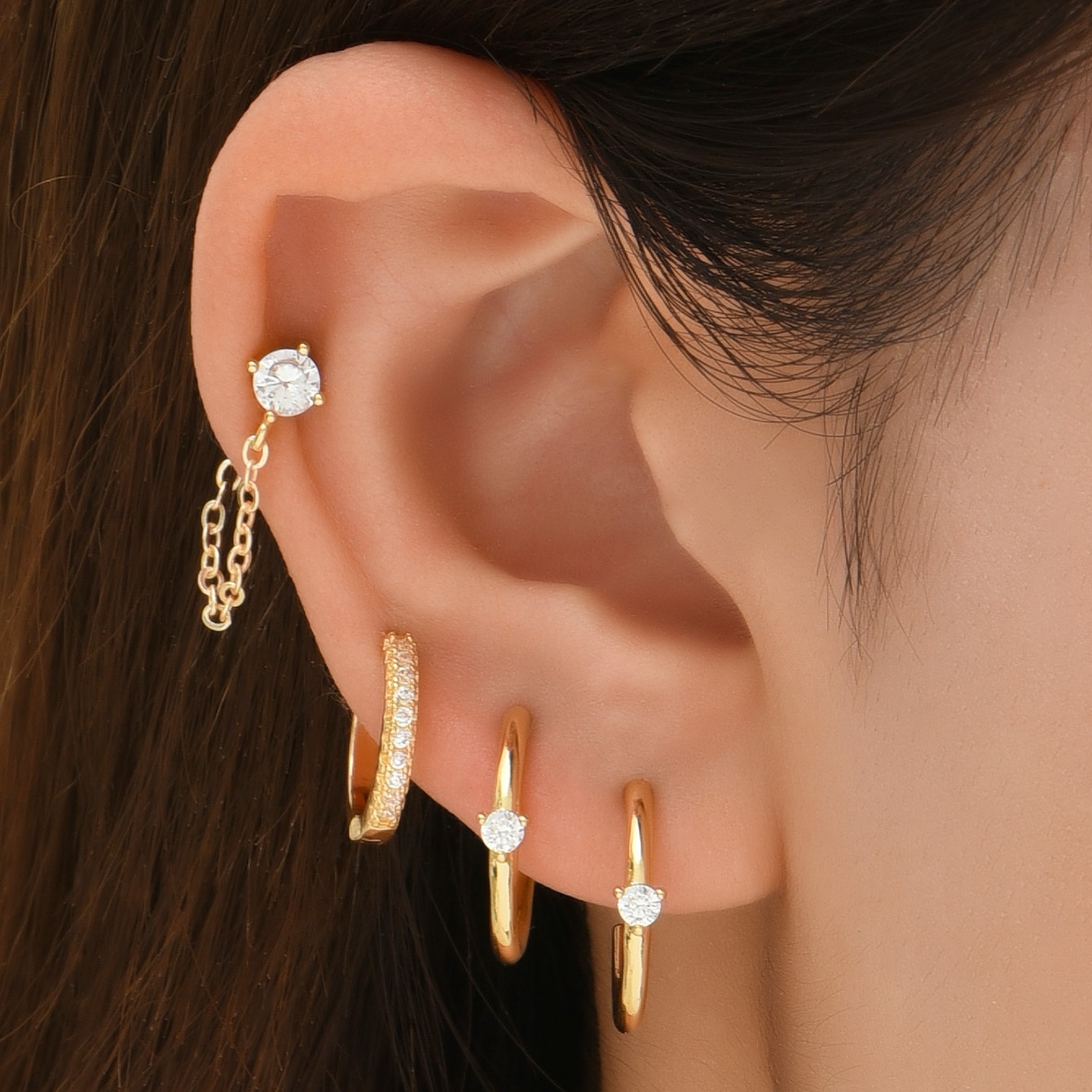 LATS Simple Fashion Punk Chain Ear Cuff for Women Clip on Earrings Gold  Color Ear Cuff Non-Piercing Earring Trendy Jewelry Gift