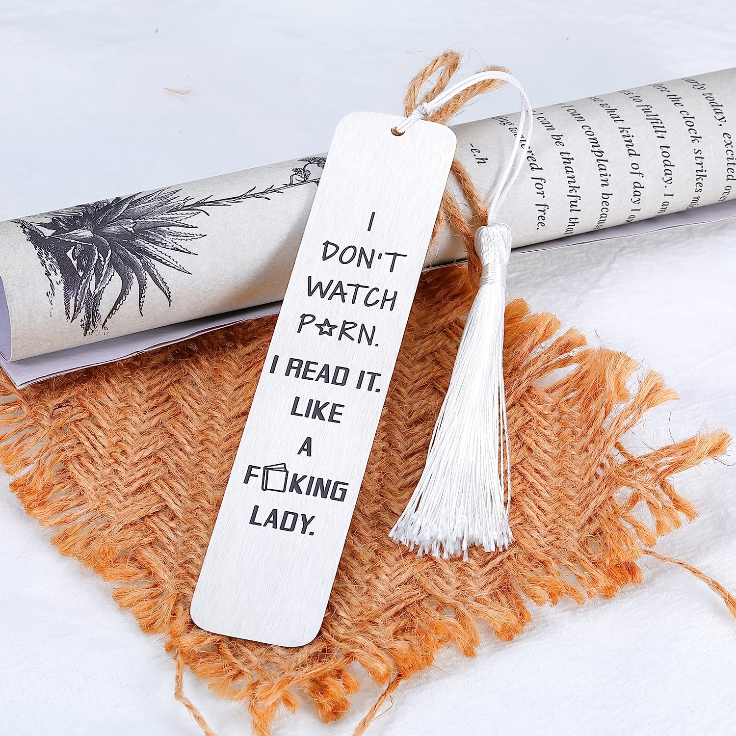 1pc, Stainless Steel Bookmark With Tassel Bookmark, Women Funny