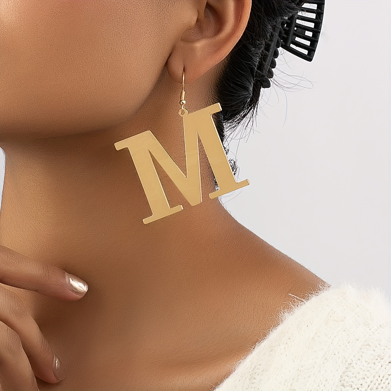 Gold letter hot sale m earrings