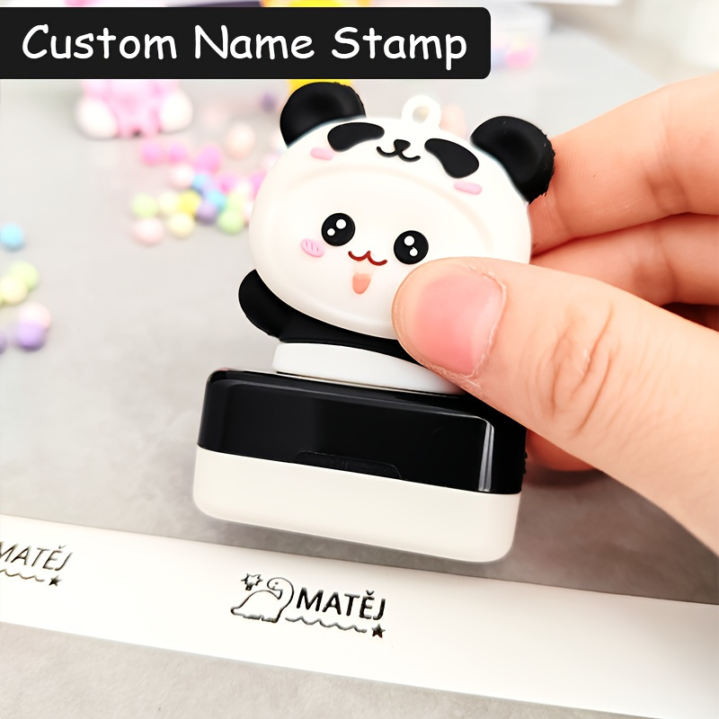 sello personalizado, nombre, para ropa niños, marcador, textil (gato rosa)  : : Oficina y papelería