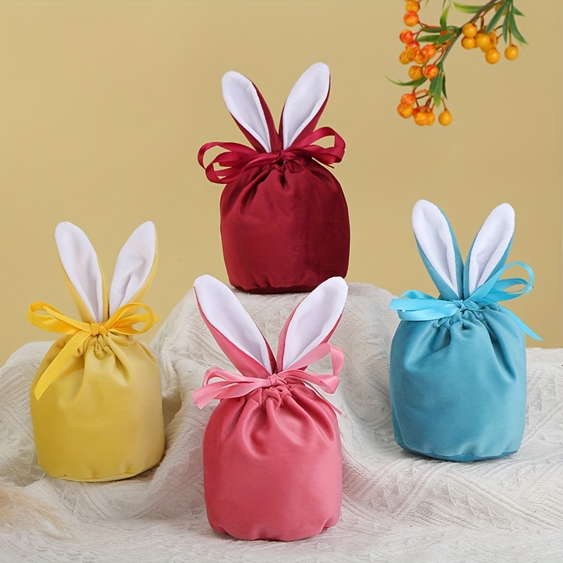 30PCS Easter Carrot Candy Bag Easter Rabbit Gift Bag Candy Velvet