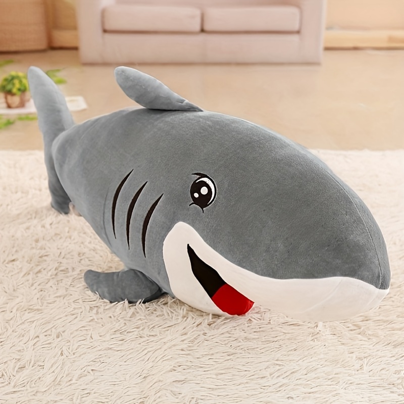 60-130cm Plush Giant Shark Toy Sea Fish Doll Animals Long Sleeping Pillow  Cushion Stuffed Birthday Gifts For Boys Baby