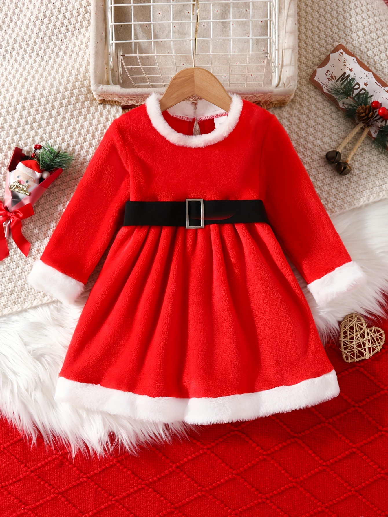 Disfraz de Elfo Rojo con chaleco largo para niño