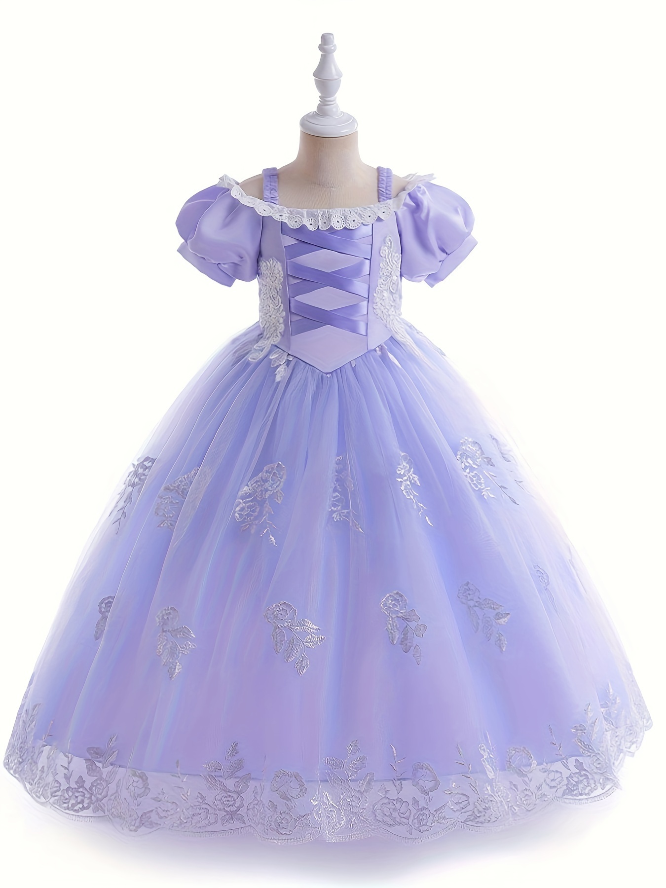 Em promoção! Meninas Azul Cinderela Vestido De Verão Puff Manga Bordado De  Flor De Vestidos Para Meninas Princess Dress Up Da Festa De Aniversário De  Fadas Frocks